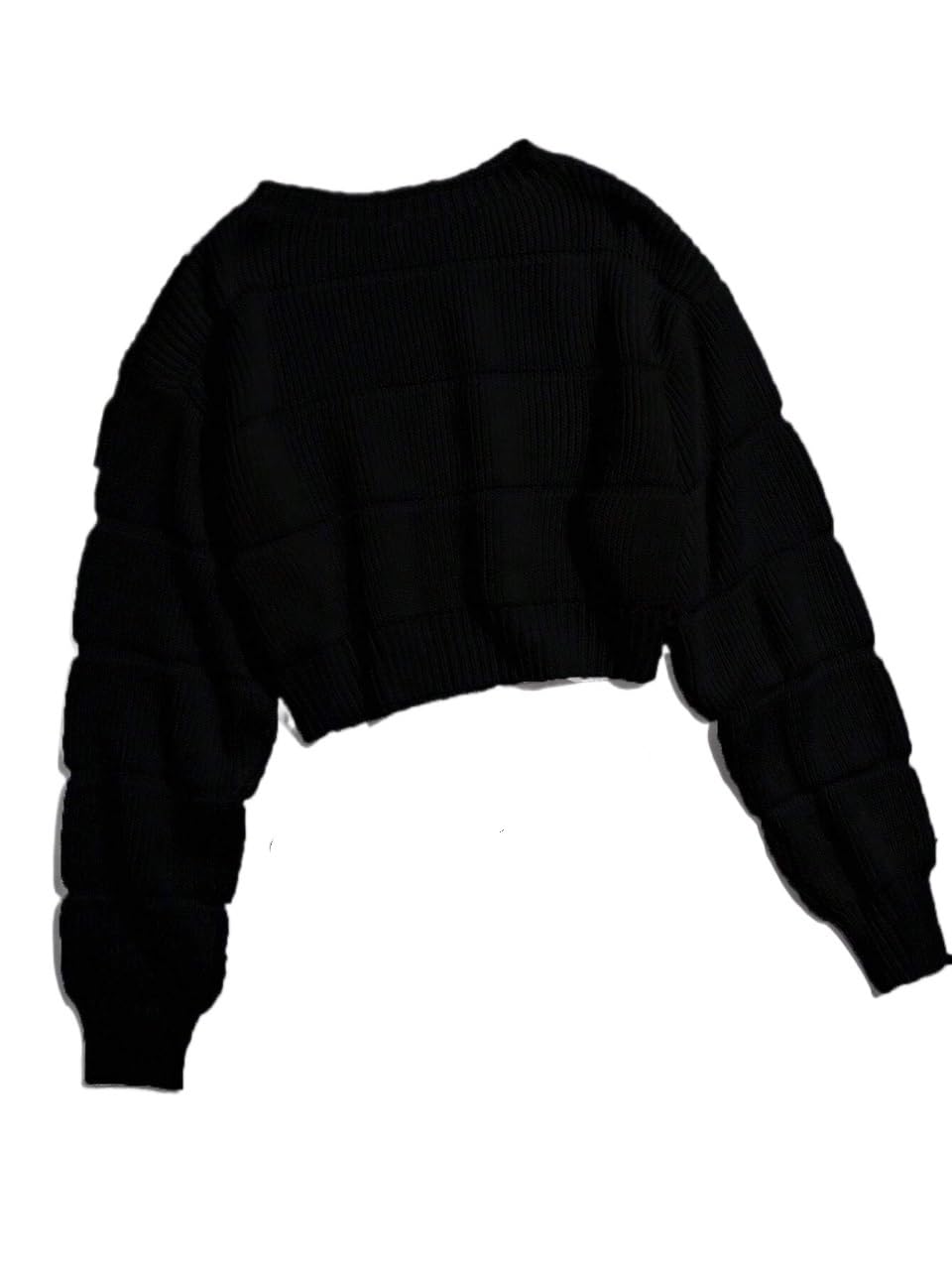 Womens Pullover Sweater Ribbed Knit Solid Crop Sweater Long Sleeve Tops Knit Pullover