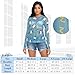 Cartoon Penguin Rainbow Blue See Through Tops for Women Mesh Sheer Tops Long Sleeve Women Blouse Handle Zipper Camping Beach Swimming Pool Size XXL
