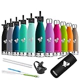STAY COOL - Nicht nur werden Sie stilvoll mit Ihrer Wahl der beliebten Farben, Portable Edelstahl Metall Wasserflasche mit doppelwandigen isolierten Konstruktion，Ihr Getränk bleiben kalt für 24 Stunden oder heiß für bis zu 12 Stunden! Pulver Beschichtung Backen Handwerk,Beständig gegen Kratzer und leicht zu reinigen.