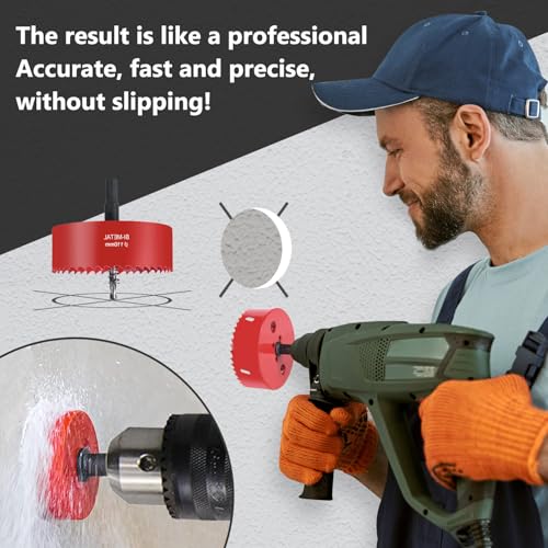 Flintronic Hole saw, Lochfräse Set, 110MM Lochkreissäge, Bi-Metall-Lochsäge, 1 Bohrer,1 Mechanische Feder,1 Sechskantschlüssel, Lochsäge für Aluminium, Holz, PVC-Platte & Kunststoffplatte 1/4 Gewinde