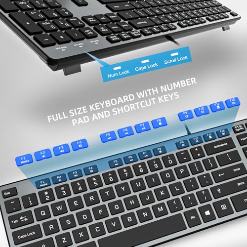 Image of USB Wired Keyboard for Window,Comfortable Quiet Chocolate Keys, Durable Ultra-Slim Wired Computer Keyboard(QWERTY) for PC, Windows 11 /10 /8 /7 /XP /Vista KB1430