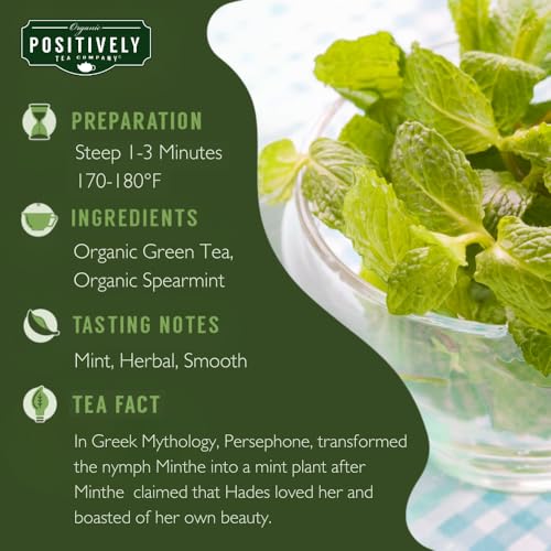 Image of Organic Positively Tea Company, Spearmint Green Tea Bags, 20 Count