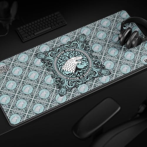 Image of Cybeart | House Stark Gaming Desk Mat (XXL - 900x400x4mm) | Waterproof, Never Slip Base, Stitched Edges, Esports Grade