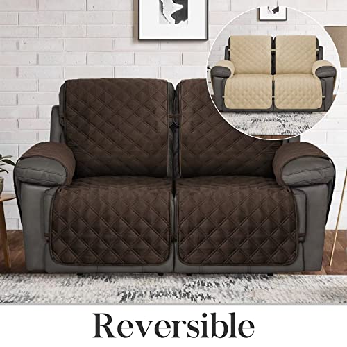 Tomoro Reversible Loveseat Recliner Cover - 100% Waterproof Quilted Sofa Slipcover Furniture Protector With Elastic Straps, Washable Couch Cover For Pets Kids Children Dog Cat，46 Inch #TOP1