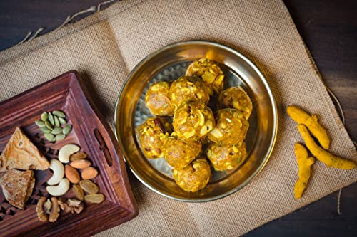 Image of Maa Mitahara Post Pregnancy Laddu with Haldi 200g | Traditional Ayurvedic Lactation & Recovery Laddu for New Mothers | Nutritious Gond Dry Fruit Laddu (200g, Haldi)