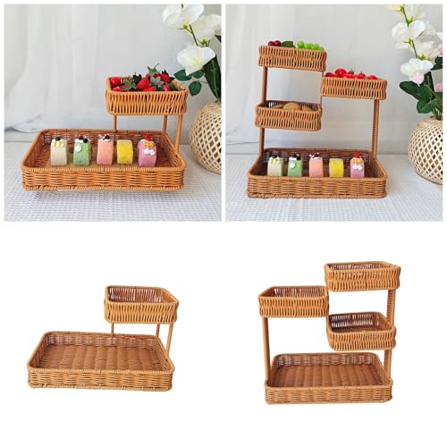 Panier de rangement multicouche en rotin synthétique pour légumes - 3