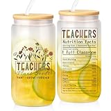 Teacher Appreciation Gifts - Back To School, Birthday Retirement Gift, Inspirational Gift For Women, Thank You Encouragement Gifts For Teachers Women Friends Coworkers - 16 oz Frosted Can Glass