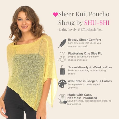 Image of SHU-SHI Womens Sheer Knit Poncho Shrug Lightweight Cover Up One Size Fits Most