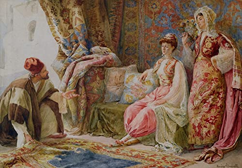 Tableau le marchand de tapis par Amedeo Simonetti en 60x90cm