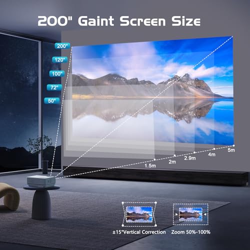 Portable Full HD Mini Projector with Two-way Bluetooth and Projector Screen