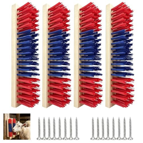 4 Pack Livestock Scratching Brushes, Goat Brush, Goat Brushes for Grooming &amp; Massage, Goat Toys, Suitable for Goat Horse Cow Sheep Pig, Essential Goat Supplies