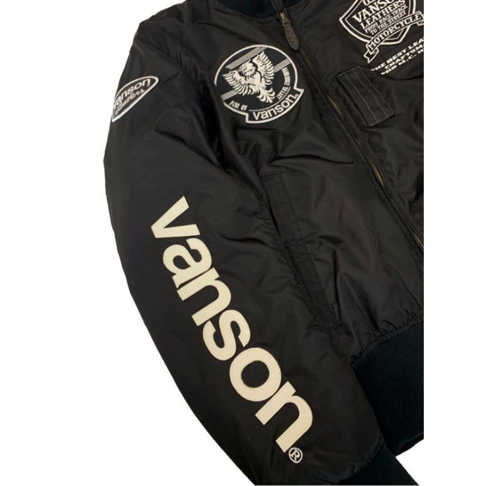 Amazon | バンソン MA-1ジャケット ブラック/ホワイト Mサイズ