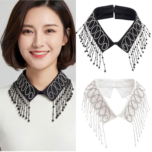 Faux col à pampilles amovible pour styliser vos pulls de bureau - 2