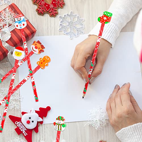 Qpout 16 lápices navideños con borrador gigante miniatura 4