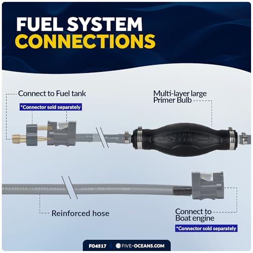 Image of Five Oceans Marine Fuel Line with Primer Bulb, 5 /16-Inch x 6 foot, Universal Outboard Boat Fuel Hose, EPA /CARB Approved, Ethanol-Compatible, Leakproof - FO4517
