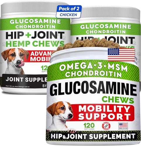 Glucosamine + Hemp Hip & Joint Care Treats Bundle - Joint Supplement w/Omega-3 Fish Oil + Advanced Mobility - Chondroitin, MSM + Omega 3 - w/Hemp Oil - Bacon + Chicken Flavor - 360 Chews - Made in USA image 5