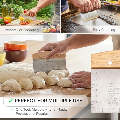 Image of Stainless Steel Metal Griddle Scraper Chopper - GreatA‚ as Dough Cutter for BreadA‚ and Pizza DoughA‚ - MultipurposeA‚ Kitchen Utensil for Flat Top Griddle - Commercial Quality