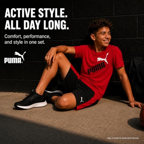 Image of PUMA Boys Active Shorts Set - 3 Piece Performance T-Shirt, Dry Fit Tank Top, and Gym Shorts - Activewear Set for Boys (4-16)