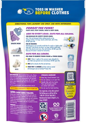 Image of OxiClean Odor Blasters Odor and Stain Remover Laundry Power Paks, 24 Ct (Pack of 4)