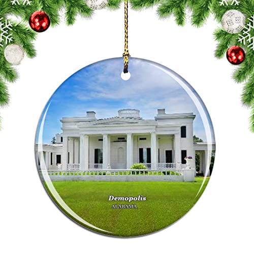 Weekino Demopolis Gaineswood Alabama USA Christmas Xmas Tree Ornamentation Hanging Pendant City Travel Souvenir Double Sided Porcelain 2.85 Inch