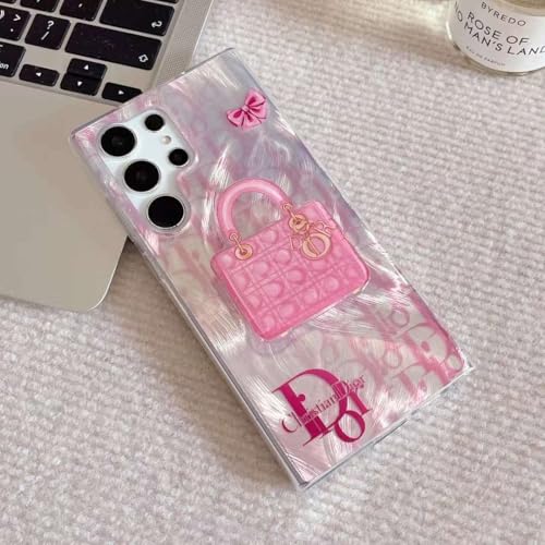 Image of COVERLY Luxury Glitter Cute Sling Phone Case for iPhone 12 Pro, Fashion Dream Feather Bag Sparkle Purse Resin Star with Mobile Holder Stand Hard TPU Aesthetic Cover for Apple iPhone 12 Pro for Girls