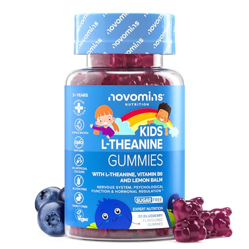 Gommose L-Teanina per Bambini – Integratore Naturale per Concentrazione e Focus – Con L-Teanina 50 mg, Melissa e Vitamina B6 – Vegan, Senza Glutine – Novomins