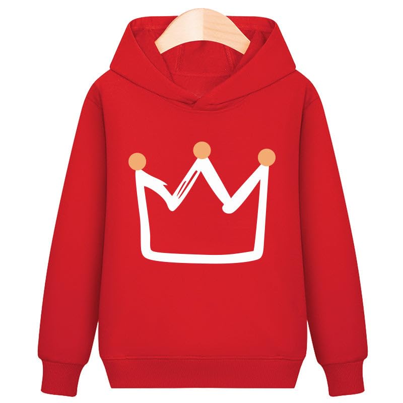 Plus Velvet Crown Hoodie Red Sweatshirt - Yellow - 4 Years2