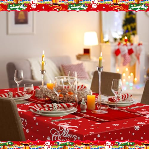 3 Pcs Christmas Plastic Tablecloth Christmas Disposable Party Tablecloth 54" x 108" Santa Claus Snowman Tablecloths for Rectangle Tables Winter Xmas New Year Party Decoration – Image 6