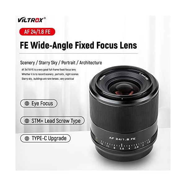VILTROX 24 mm F1.8 Autofokus Vollrahmen Weitwinkelobjektiv mit Fixfokus kompatibel mit Sony E Mount A6500 A6300 A6000… – Bild 4