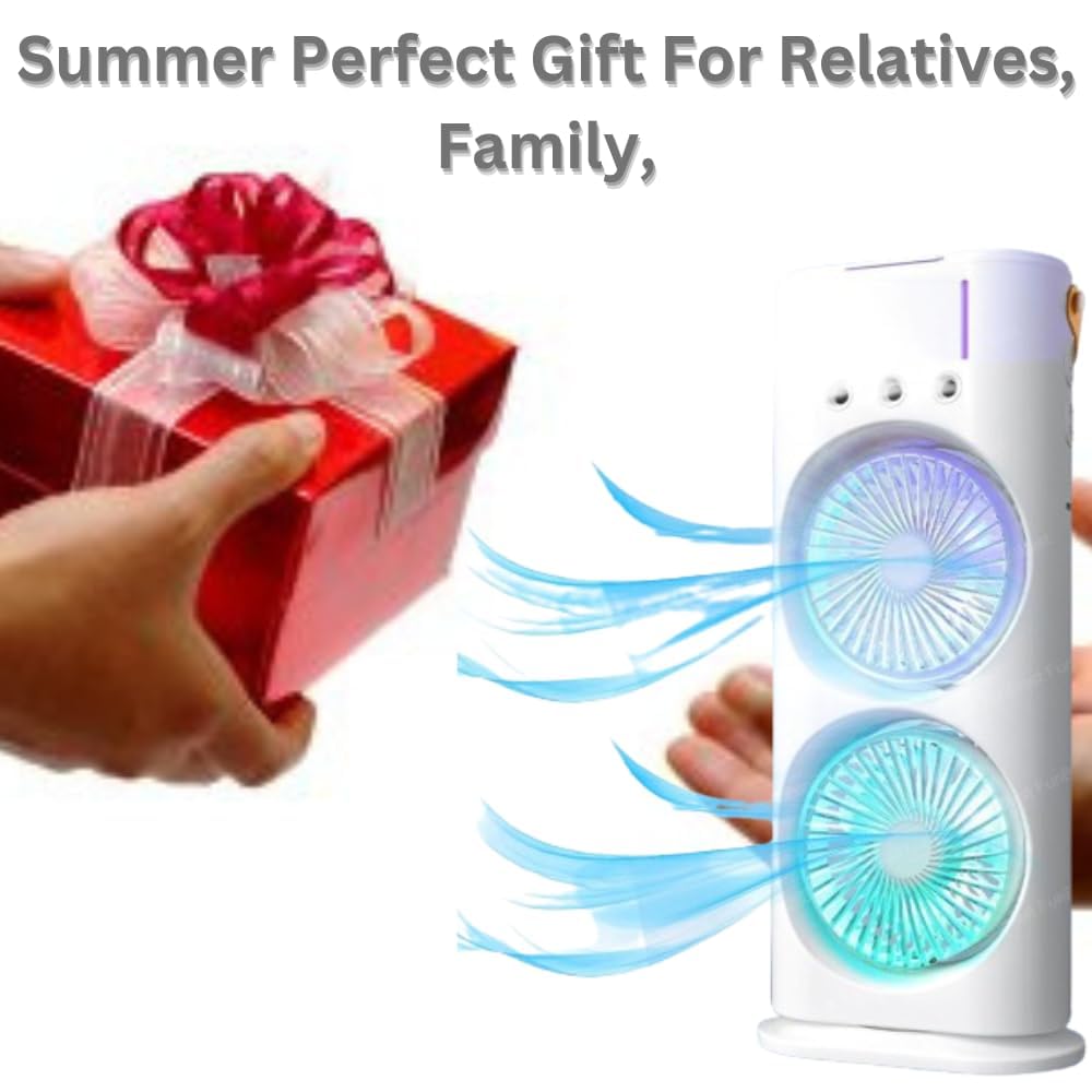 Orca INTERNATIONAL CO.Ventilatore portatile a doppia estremità con dispositivo di raffreddamento, ricaricabile tramite USB, mini ventola di raffreddamento da tavolo per ufficio, con spray d'acqua,