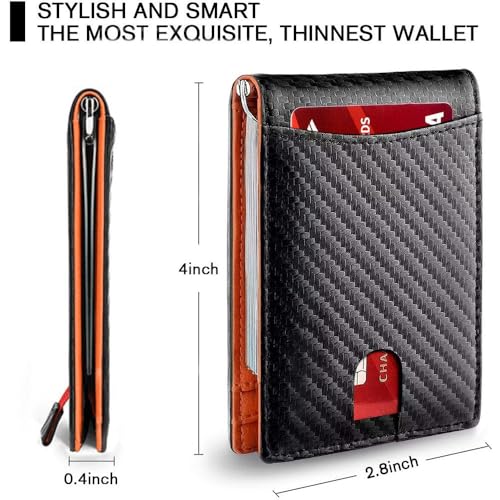 ID Credit Card Holder Wallet with Money Clip Minimalist Front Pocket Thin Small Wallet Slim RFID Blocking Mens(Black-01)2