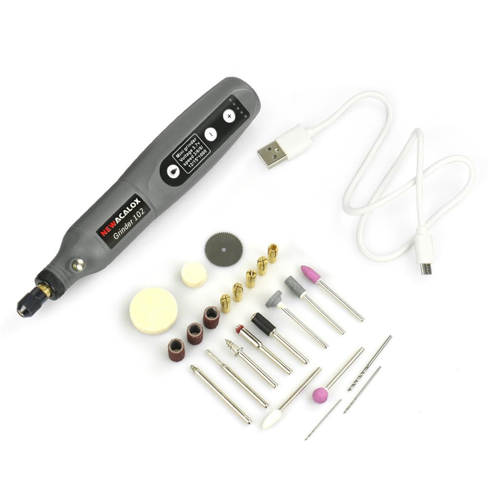 Mini Smerigliatrice Ricarica USB 26 Pezzi Kit Accessori Incisione Intaglio Velocità Variabile LED