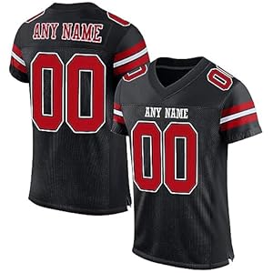 Custom Football Jersey Personalized Stitched/Printed Team Name & Number Sports Uniform for Men Women Youth Black,red