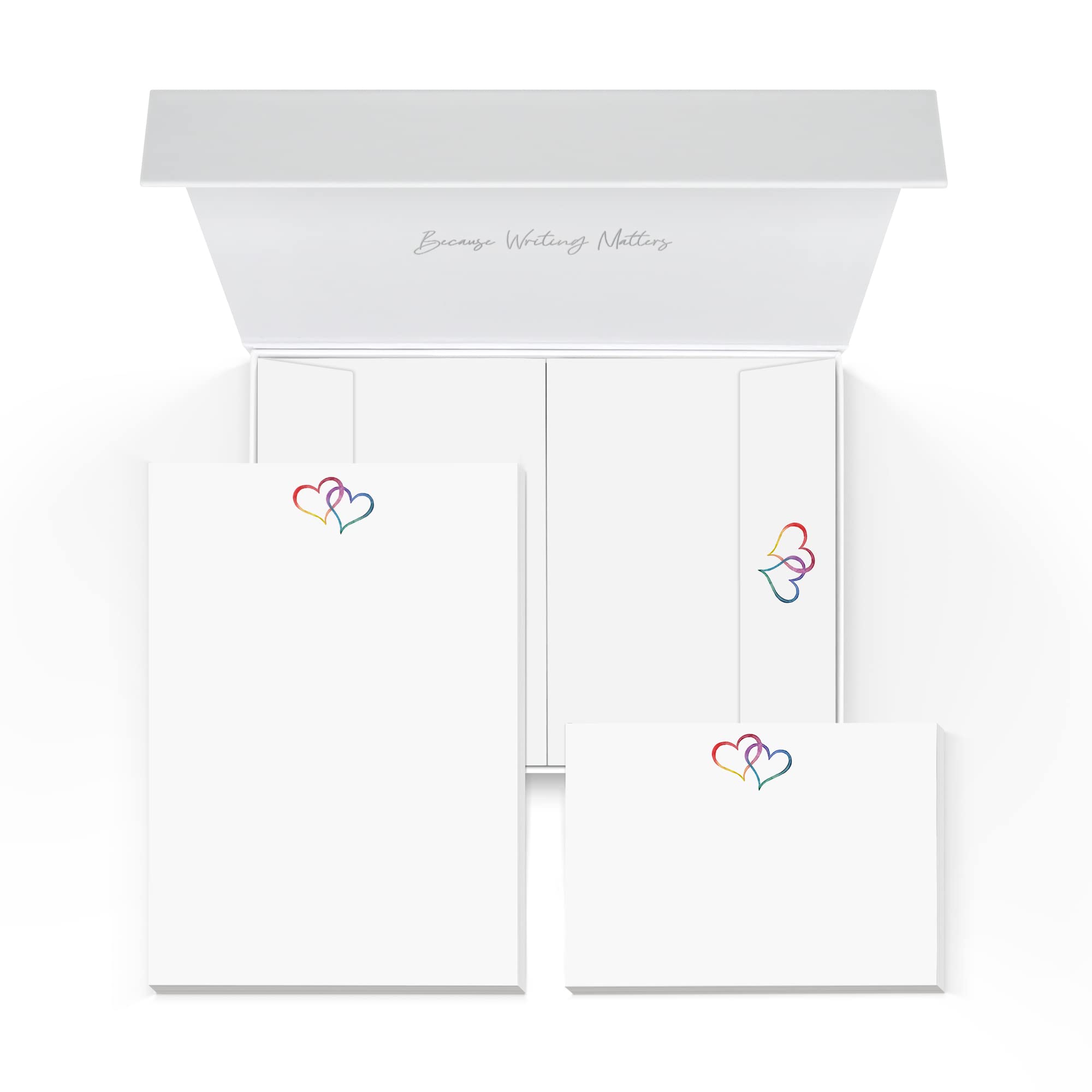 Me Loovely Rainbow Hearts Letter Writing Paper Notecard and Envelopes Stationery Supplies Gift Set | 20 Letters, 10 Cards & 30 Envelopes with Gift Box — image 1