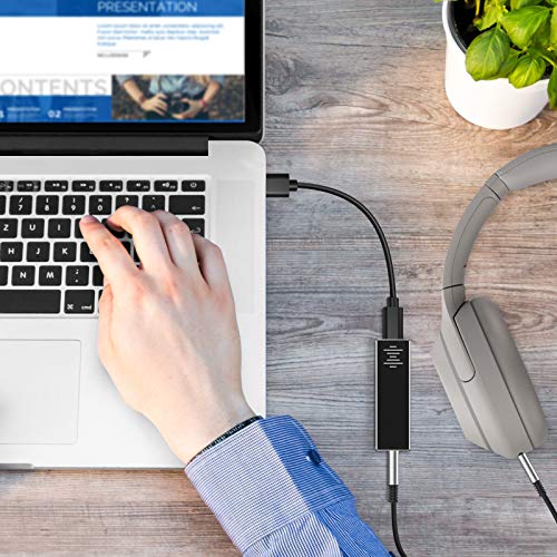 Geekria SJC01 Portable Headphone DAC/AMP with USB and Type-C Input, 3.5mm Audio Jack Output, Compatible with 384K/32Bit Hi-Res Apple Music Lossless Audio, PC, Laptop, Android Phones