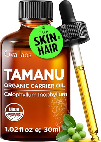 Gya Labs USDA Organic Tamanu Oil - 1 Fl Oz - Carrier Oil for Hair Skin Face Scalp & Body Massage