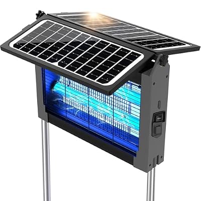 Solar Bug Zapper, 4500V Mosquito Zapper Outdoor Waterproof with Dual Solar Panel, USB Rechargeable Mosquito Killer, Cordless Fly Insect Zapper Waterproof for Patio Yard Garden Home Camping