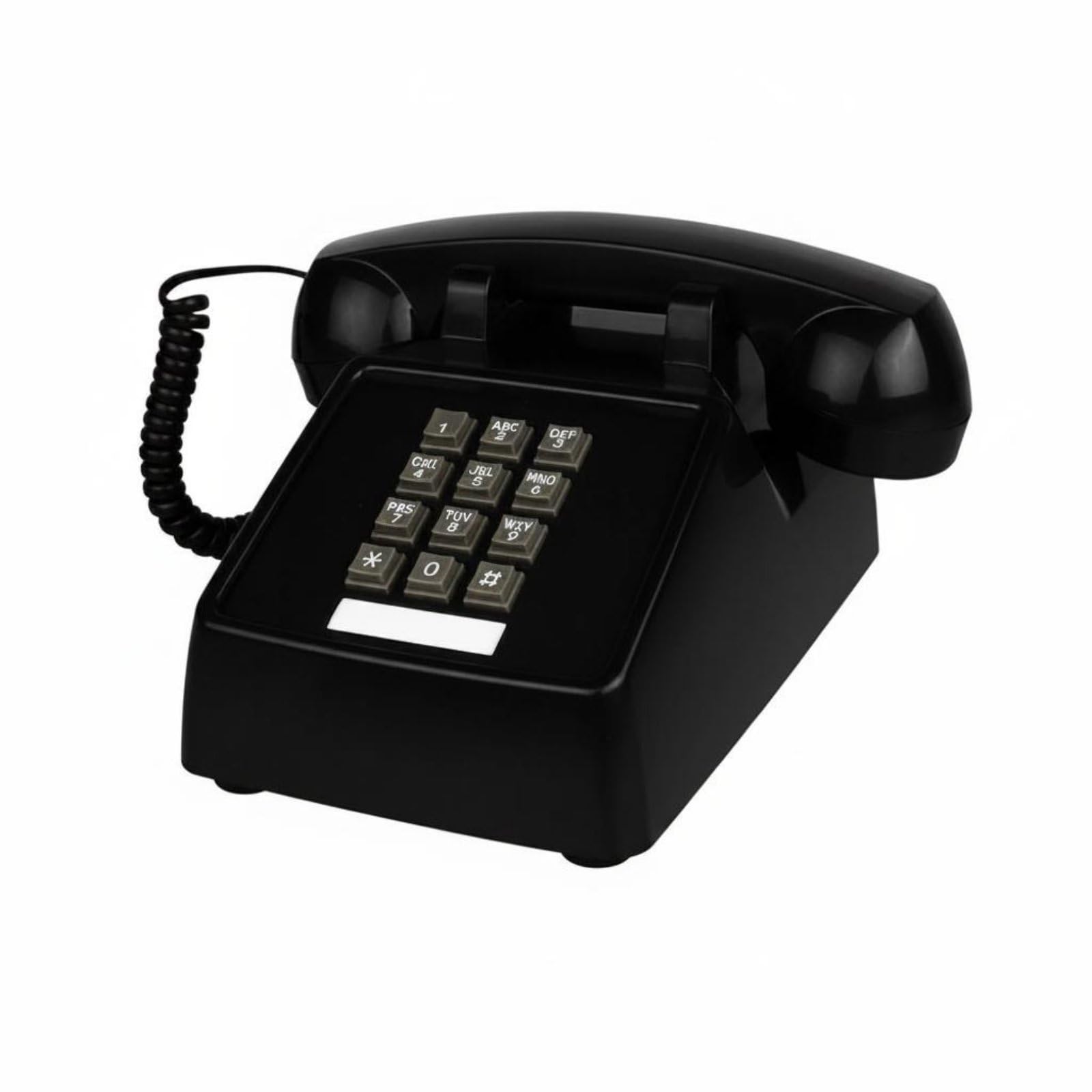Milageto Teléfono Retro de Botones con Campana Mecánica Teléfono Fijo de Escritorio con Teclado Auricular con Cable y Marcación Sencilla Material y Metal, Negro Clásico