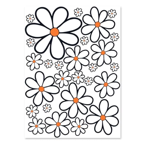 KEQAR 27 autocollants marguerite pour voitures, motos, casques, ordinateurs portables et toute surface plane fleurs autocollantes