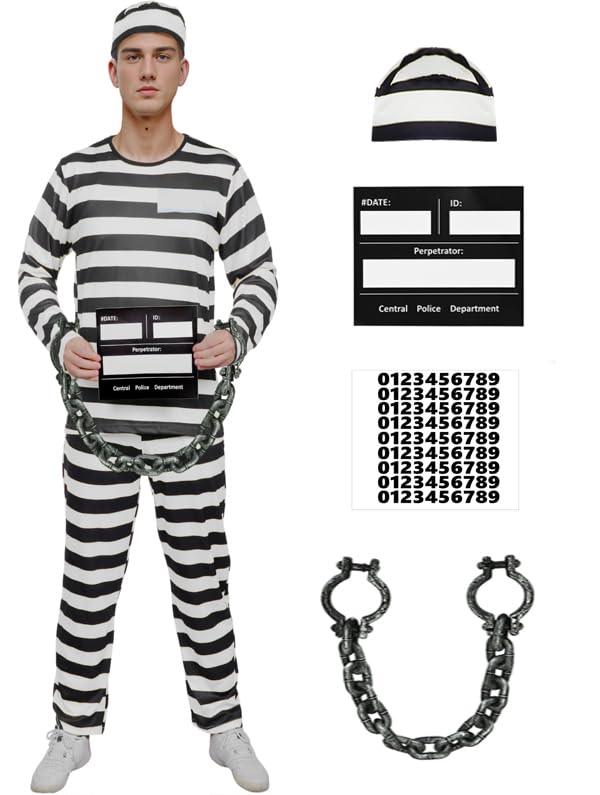 HarnyLoom Disfraz Prisionero Hombre, Disfraz de Preso Adulto