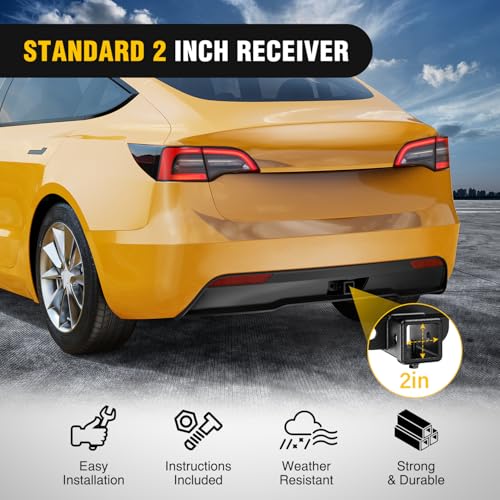 Image of Nilight Class 3 Trailer Hitch 2 Inch Receiver Compatible with Tesla Model Y 2020-2026, Multi-Fit Hitch to Receive Ball Mount Cargo Carrier Bike Rack Tow Hook, Black Powder Coated