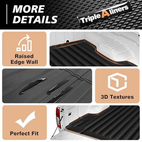 Image of TripleAliners Truck Mat Compatible with 2005-2021 Nissan Frontier 6FT Accessories, Truck Bed Mat Heavy Duty Custom Fit All Weather Protection TPE Pickup Liner