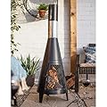 63 inch Tall Chiminea Outdoor Fireplace for Backyard and Patio - Wood Burning Rocket Fire Pit
