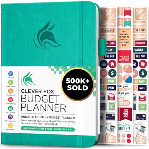Clever Fox Budget Book – Financial Planner Organizer & Expense Tracker. Money Planner Account Notebook for Monthly Budgeting. Compact (Emerald)