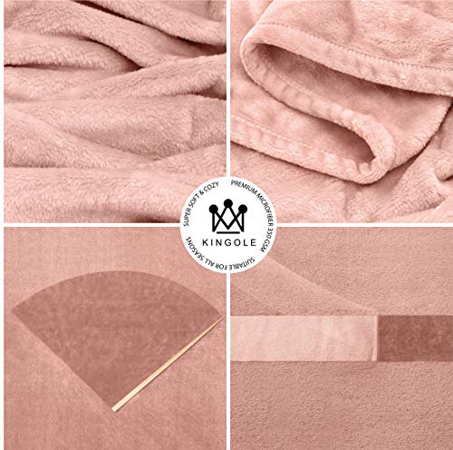 Kingole Flannel Fleece Microfiber Throw Blanket, Luxury Timid Pink Travel/Throw Size Lightweight Cozy Couch Bed Super… - Image 6