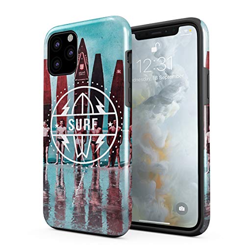 Cover Universe Funda para iPhone 11 Pro Surfing Paradise Beach Men Surfboards Good Summer Vibes, Resistente a los Golpes, Carcasa Dura de PC de 2 Capas + Funda Protectora de Diseño Híbrido de TPU