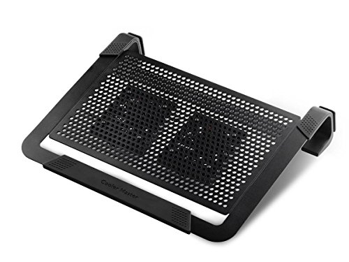 Cooler Master NotePal U2 PLUS - Refroidisseur Ordinateur Portable, 2 Ventilateurs Positionnables de 80 mm, Protection Durant le Transport, Cadre Ergonomique en Aluminium - Noir