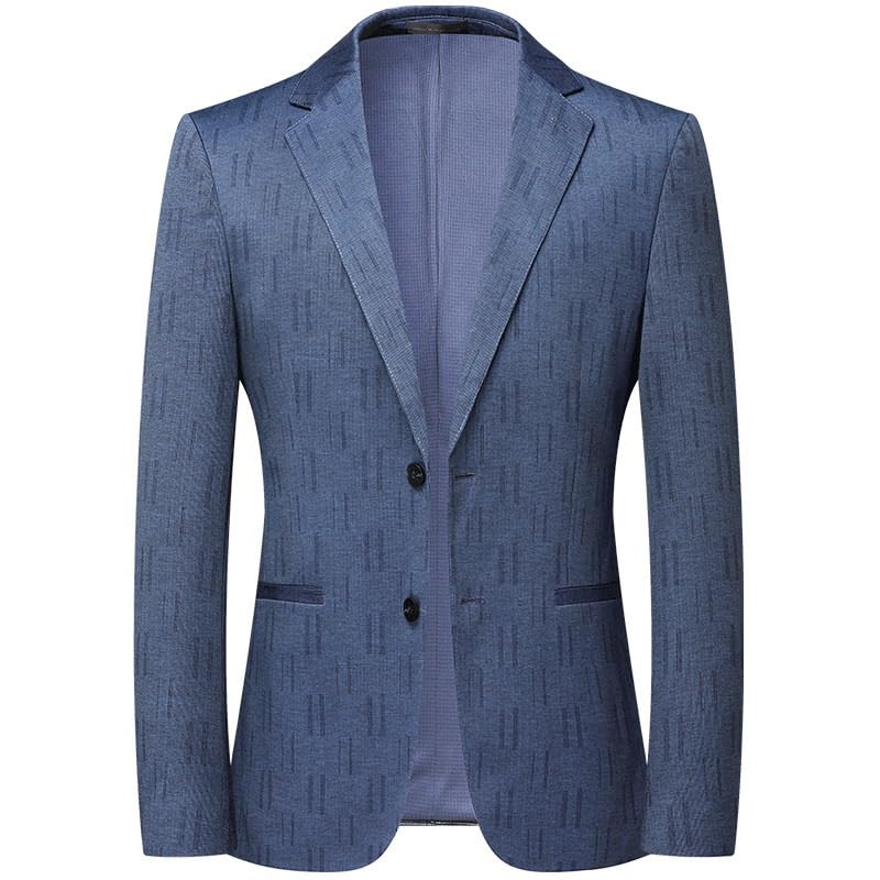 Mens Blue Print Two Button Casual Lightweight Sport Coats Solid Notched Lapel Suit Jackets
