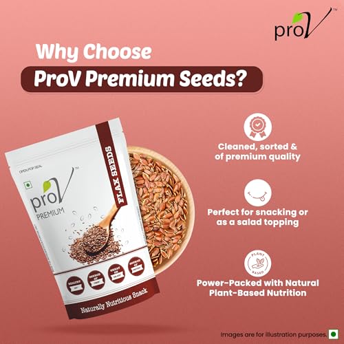 Image of ProV Premium Flax Seeds 250g, Raw Whole Unroasted Seeds, Alsi Beej, High in Protein & Fiber, No Cholesterol, No Added Sugar, Healthy Fats, Edible, Ziplock Pouch, Daily Use Superfood, Diet