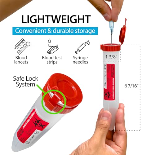Image of Small Sharps Containers, Travel Sharps Container, Transportable Sharps Container with Locking Mechanism, Professional Grade Mini Sharps Container - 6 Count
